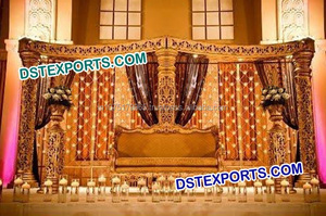 เสาสี่เสาสำหรับงานแต่งงาน,ชุดเวทีแกะสลักสีทองสำหรับงานแต่งงาน - Product Image 4