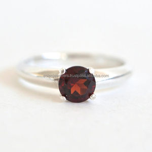 Bague en argent Sterling 925 et Quartz grenat, pierre précieuse - Product Image 1