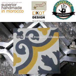 Azulejos de Cemento Encaustico Hechos a Mano en Marruecos, Textura Sólida, Diseño Mediterráneo, Resistentes al Desgaste, para Uso en Interiores de Habitaciones de Hotel, 200x200mm - Product Image 3