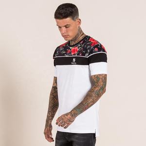 T-shirt pour homme de haute qualité personnalisé avec fentes latérales et impression par sublimation de fleurs sur le devant - Product Image 3