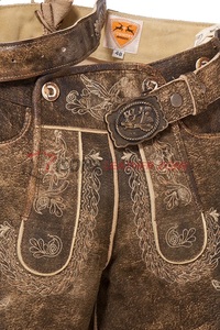 Lederhosen ดั้งเดิมเยอรมันแท้แบบดั้งเดิมสำหรับผู้ชายไซส์ใหญ่พิเศษเอวสูงระบายอากาศออกแบบปัก - Product Image 4