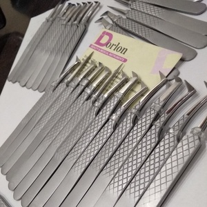 Nueva llegada de agarre de plata doble sombra de extensión de pestañas pinzas para clásico pestañas - Product Image 1