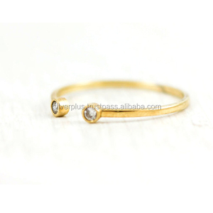 ทองคํา 14k สีเหลืองหมั้นเปิดแหวนเพชรเครื่องประดับ Fine - Product Image 3