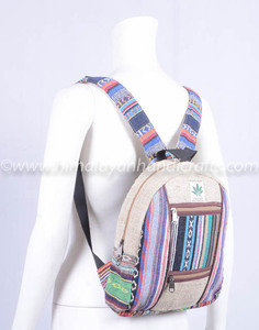 Mochila pequeña con patrón azteca y cáñamo, algodón Natural, Unisex, cáñamo bohemio y algodón, lona con cremallera, mango suave de menos de 20 litros NP - Product Image 3