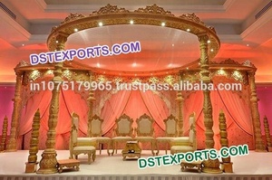 Boda madera tallada Palacio Mandap boda india ocho pilares dobles de madera MandapWedding hecho a mano Simple madera Mandap EE. UU. - Product Image 6
