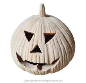 Ensemble de 2 pots en terre cuite pour Halloween à la citrouille - Product Image 1