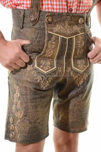 2026 Nueva llegada: Cómodos pantalones cortos tradicionales bávaros alemanes de cuero encerado industrial de la marca ISONZ - Product Image 4