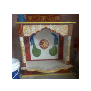 Colorful Marble <b>Mandir</b> & Peacock Design - Product Image 1