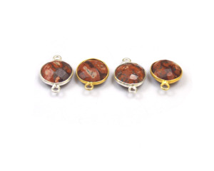 Atractivo conector bohemio joyería hecha a mano jaspe bisel de múltiples piedras preciosas piedra natal chapada en oro hallazgos de joyería natural - Product Image 4