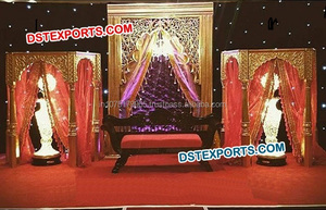 Paneles de fibra dorada para escenario de boda, Arco Real, diferentes estilos, decoración para escenario de boda - Product Image 6