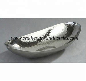 Frutero de acero inoxidable con diseño martillado de forma ovalada para usos múltiples Frutero de mesa Cuencos plateados para servir alimentos - Product Image 6