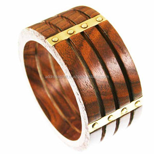 Anneau de serviette en bois et laiton de style américain, fait à la main, écologique, poli, pour restaurant, mariage, anneau de serviette/serviette - Product Image 1