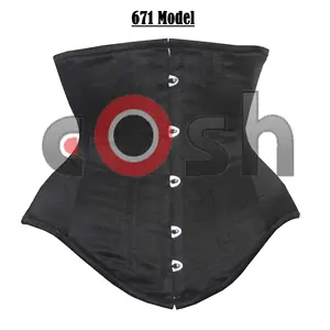 COSH CORSET Underbust Steelboned Black Satin Corset Waist Training Extreme Curvy Adjustable Body Shaper Fashion Wear Corset Top