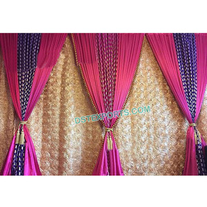 Designer Mandap Backdrop, New Design Wedding Mandap Backdrop <b>Curtains</b>, Golden Backdrop <b>Curtains</b> with <b>Lacings</b> - Product Image 1