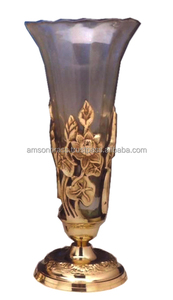 Bougeoir avec support de feuilles de verre violet - Product Image 6