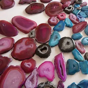 Tranches d'agate naturelle multicolores tendance, pierres précieuses certifiées par un tiers pour la fabrication de bijoux, produit en gros - Product Image 1