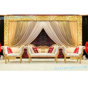 Conjunto de sofás de escenario para boda, mobiliario de escenario de diseño indio, tallado pesado, lo último en comprar - Product Image 1