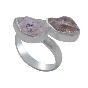 แหวนเงินสเตอร์ลิง925แฮนด์เมดพร้อมหินควอทซ์รูไทล์สีดำสองชิ้นสำหรับงานหมั้นในงานแต่งงานของขวัญสำหรับงานปาร์ตี้เครื่องประดับมาใหม่ - Product Image 1