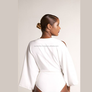 Body blanc à col en V profond avec découpes, été 2018, chemisier décontracté pour femmes, modèles de chemisiers et de hauts, chemise/blouse pour femmes, image - Product Image 4