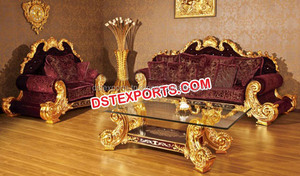 Best Muslim Wedding Carved Furniture Muslim Wedding <b>Gold</b> Designer <b>Sofa</b> Set Wedding Furniture - Product Image 2