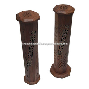 Porte-cône d'encens octogonal en forme de tour en bois avec bâton d'encens cendrier pour le bureau et la maison - Product Image 2