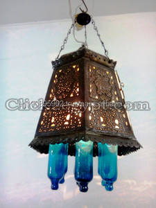 Zahereen โคมระย้าคริสตัลทองเหลืองทำด้วยมือ B187ทันสมัยดีไซน์แบบอิสลามโบราณจี้ห้องโรงแรมขนาดใหญ่ปากเป่าสีดำ - Product Image 5