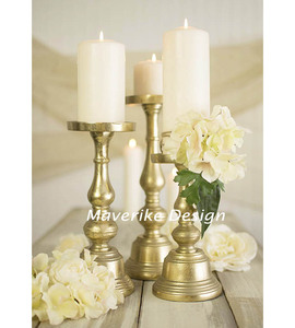 Bougeoir pilier en métal de luxe moderne plaqué or pour la maison et le mariage Lumières de table Décoration Bougeoir - Product Image 6