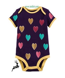 Baby Bodysuit Romper Organic Cotton Gold Foil <b>Glitter</b> Cartoon Print Newborn Bulk Private Label India - Product Image 1