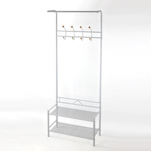 Modern 2-Tier Metal <b>Shoe</b> <b>Rack</b> with Convertible 8 Hooks Clothes Hanger for Home or Hotel Living Room Furniture or Entryway Use - Product Image 1