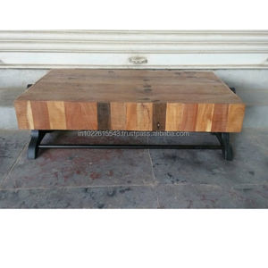 Plateau de café industriel en bois, Table basse, Vintage, basse, en fer et en manga - Product Image 1