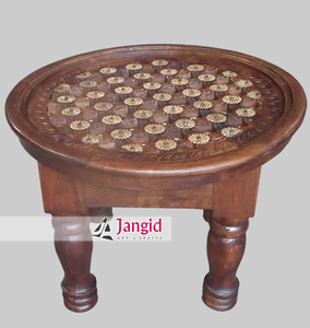 โต๊ะชา/กาแฟไม้กลมอินเดียพร้อมขาถอดออกได้ - Product Image 2