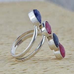 Beautiful Ruby Sapphire 925 Sterling Silver Gemstone <b>Adjustable</b> <b>Ring</b> Jewelry - Product Image 3