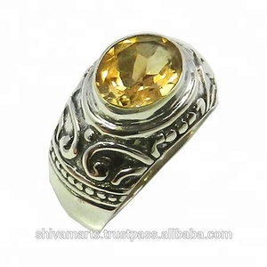 คุณภาพ925เงินสเตอร์ลิงซิทรินแหวนพลอยเครื่องประดับเงิน - Product Image 2