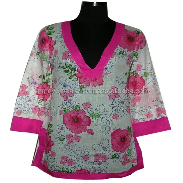 Cotton Printed Short tunic top for Ladies cotton blend printed Kaftan Kurti for Ladies