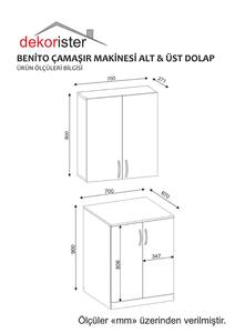 Machine à laver pratique exclusive en aggloméré de luxe Armoire en bois de lavage blanche inférieure + supérieure blanche de Turkiye Best-seller - Product Image 5