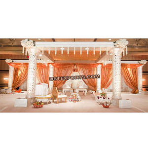 Mandap de mariage hindou blanc en fibre, fabricant de mandap de mariage, mandap blanc pour cérémonie de mariage hindou - Product Image 1