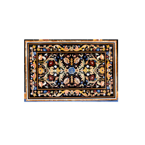Tableros de Mesa de Comedor Rectangulares con Incrustaciones de Mármol Negro - Product Image 1