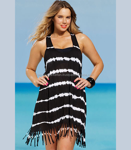 Robe de plage et maillot de bain pour jeunes filles, en rayonne, avec cravate colorant, Cover-up, Poncho Caftan à franges, nouveau, - Product Image 1