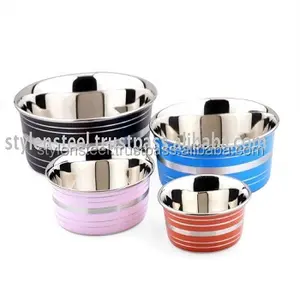 Bol d'alimentation Premium en acier inoxydable à rayures colorées, bol pour chien en acier inoxydable fabricant bol pour chien en acier inoxydable - Product Image 1