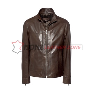 Venta al por mayor de invierno de moda de cuero bronceado chaqueta de bombardero elegante a prueba de viento de talla grande capucha bolsillo liso primavera motociclismo - Product Image 3