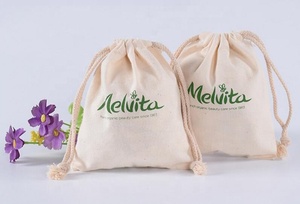 Sac en coton mousseline naturel, sac à cordon en coton, petit sac en coton promotionnel, pochette en calicot - Product Image 5