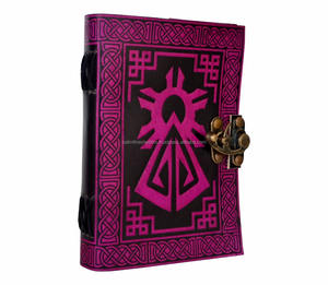 Diario de escritura de libro de sombras celta hecho a mano, cubierta negra y morada de cuero genuino, diario de libro de notas con bloqueo C antiguo - Product Image 2