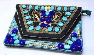 Estilo bohemio indio hecho a mano con cuentas fiesta de noche embrague moda diseñador geométrico mensajero bolsos de hombro bordado Mujer - Product Image 2