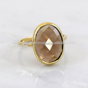 แหวนควอตซ์สโมควอตซ์แหวนทอง Vermeil - Product Image 1