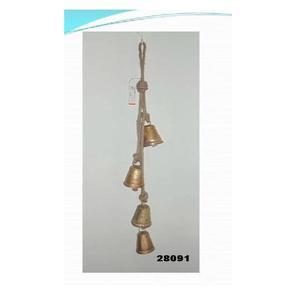Corde décorative en laiton de 5 cloches murales en métal de style vintage du commerce équitable - Product Image 1