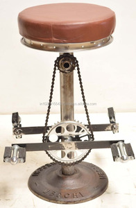 Vintage industriel tabourets en métal avec Dessus en cuir - Product Image 2