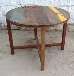 Recycled Reclaimed Wood <b>Dining</b> Table Set Home Furniture for <b>Dining</b> <b>Room</b> Use - Product Image 4