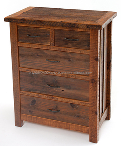 Rustic Oak Five-Drawer Tall Dresser Cabinet <b>Wooden</b> Sideboard <b>Chest</b> Dining Home Living Room Furniture Lingerie <b>Storage</b> Included - Product Image 1