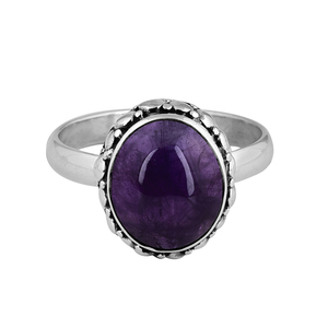 Anillo de piedras preciosas de amatista púrpura de forma ovalada de 10X12mm sólido. Anillo de Plata de Ley 925 joyería mayorista fabricación CASA DE PLATA - Product Image 1
