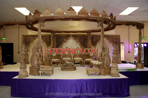 Aladdin Modern Square Mandap Indian Wedding Hermosa fibra de madera Pilar Cortinas Nueva forma cuadrada Fabricado Mandaps Productor - Product Image 6